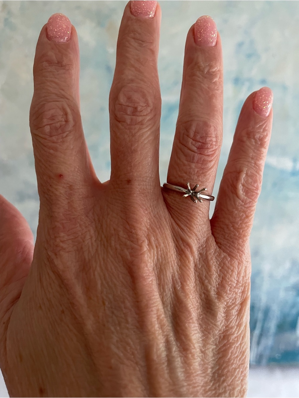 White Gold Solitaire Ring Setting / Ring Blank 6-Prong, Size 5.5 - Picture 3 of 15